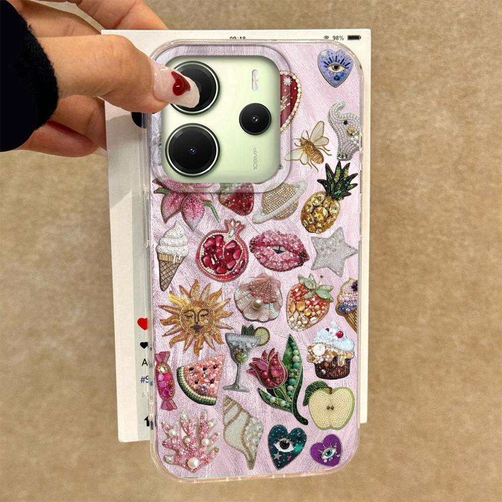 Pink Face Sun Stars Women Girls Phone Case for Xiaomi Redmi 13C 14C A5 A3 A4 A3X A1 Note 14 13 12 11 11S 10 9 8 Pro 9C Cover