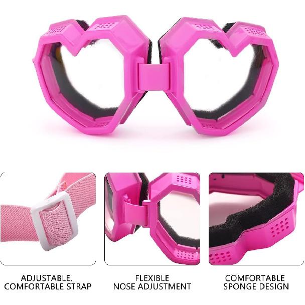 GUVIVI Herzförmige Sonnenbrille Mode Skibrille Übergröße Liebesbrille für Damen Herren Lustige Brille Brille