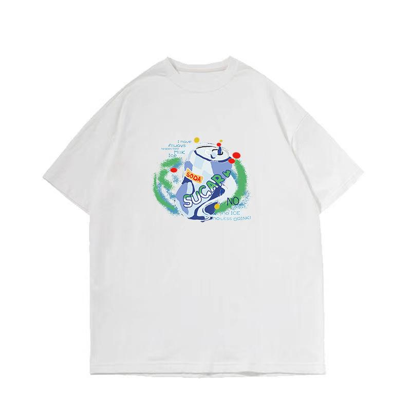 Cotton Men's Round Collar T-shirt Drop-Shoulder Five-Quarter Sleeve Loose Plus Size Trend All-Match Top