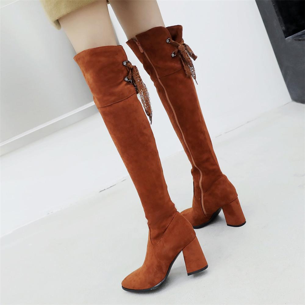 Fashion Fashion Flock Slim Boots Sexy Over The Knee High Women Fashion Winter Thigh High Boots Shoes Woman Fashion Botas Mujer Black