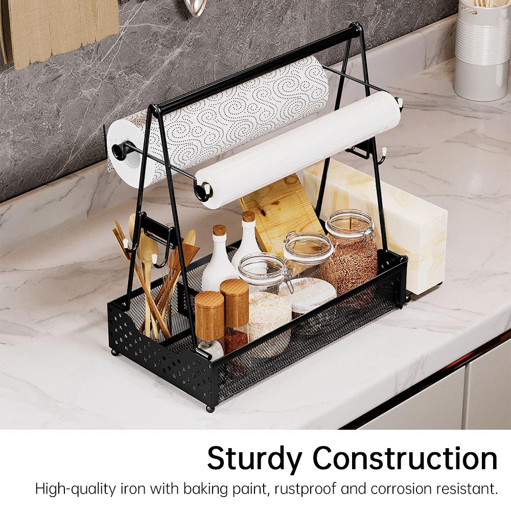 Portable Grill Caddy BBQ Caddy for Outdoor Grill Versatile Kitchen Organizer Rack with Paper Towel