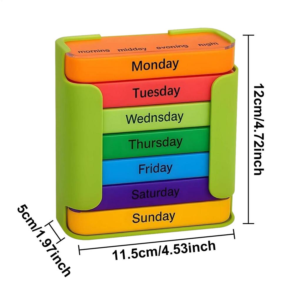 Portable Weekly 7 Days Pill Box Colorful Design Stackable 4 Times A Day Medicine Storage Dispenser Plastic Pill Organizer Boxes