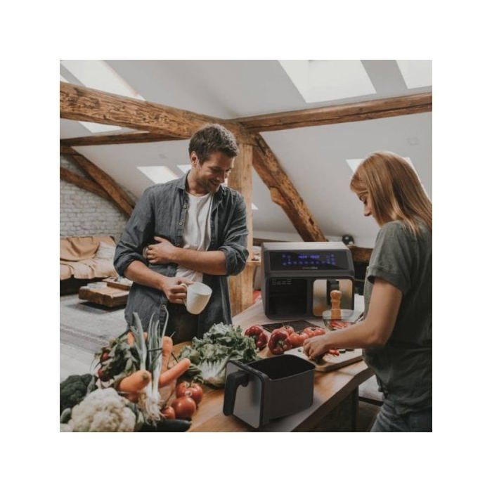 Universal Blue Air Crispy 6008DB Freidora de Aire Dual 4/4L Negra/Inox