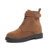 2025 autumn and winter  lace-up flat women's shoes suede short boots wholesale medium and low thick heel Martin boots