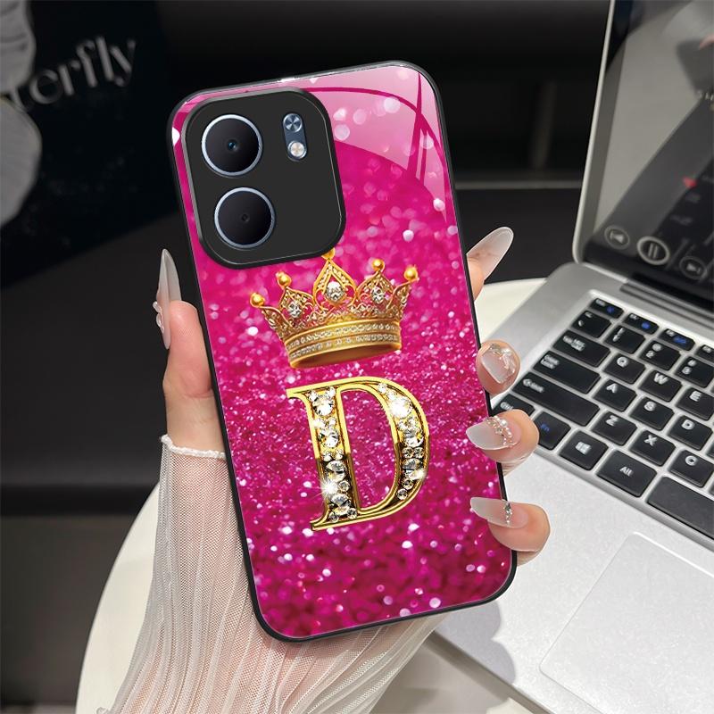 For OPPO A5X 4G 5G CPH2725 Case Fashion Letters Design Hard Tempered Glass Back Covers For OppoA5X A 5X Shockproof Phone Shell