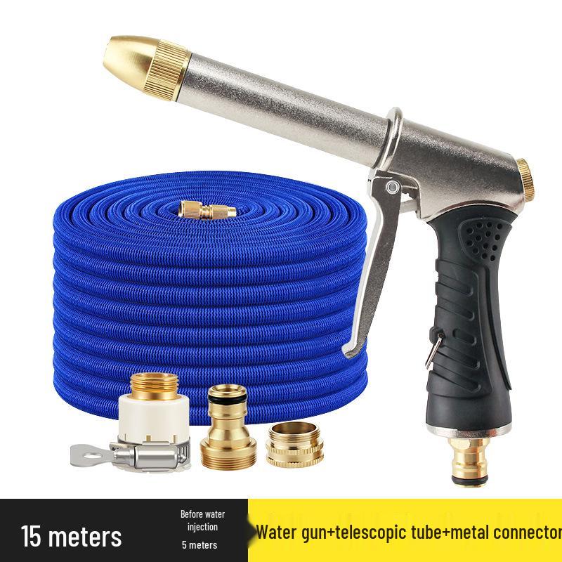 High-Pressure Retractable Garden Hose Set with Water Gun for Car Wash & Flower Watering