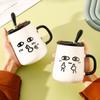 Creative Style High Value Mug With Lid Spoon Cute Ceramic Water Cup Funny Birthday Gift Souvenir