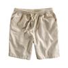 Men's Casual Linen Beach Shorts - Breathable, Trendy, Mid-Length Solid Color