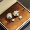 The new light luxury style high-end ball earrings are slightly inlaid with zirconia and zirconia, and the front and back are stud earrings, feminine