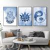 Abstract Buddha Lotus Zen Meditation Yoga Blue Posters and Prints Canvas Painting Wall Art Picture for Living Room Home Decor