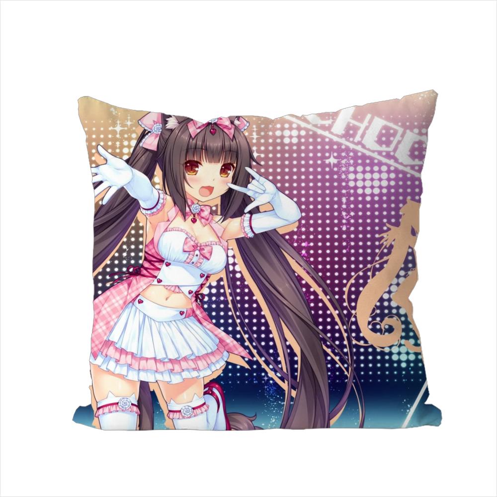 NekoPara Pillow Case For Car Sofa Decorative Home Doublesided Print Plush Square Throw Pillow Cushion Cover