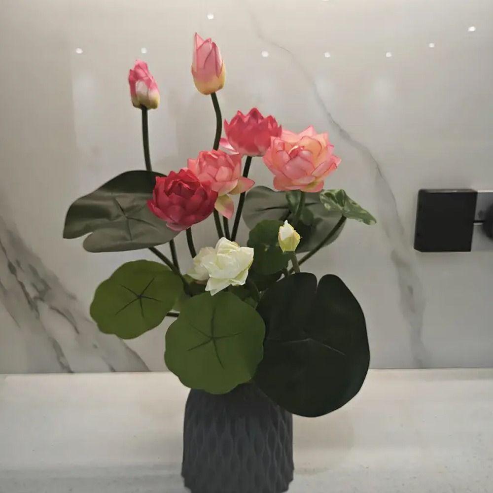 Vivid Simulation Lotus Leaf Pot Plastic Artificial Lotus Flower  Spring Home Office