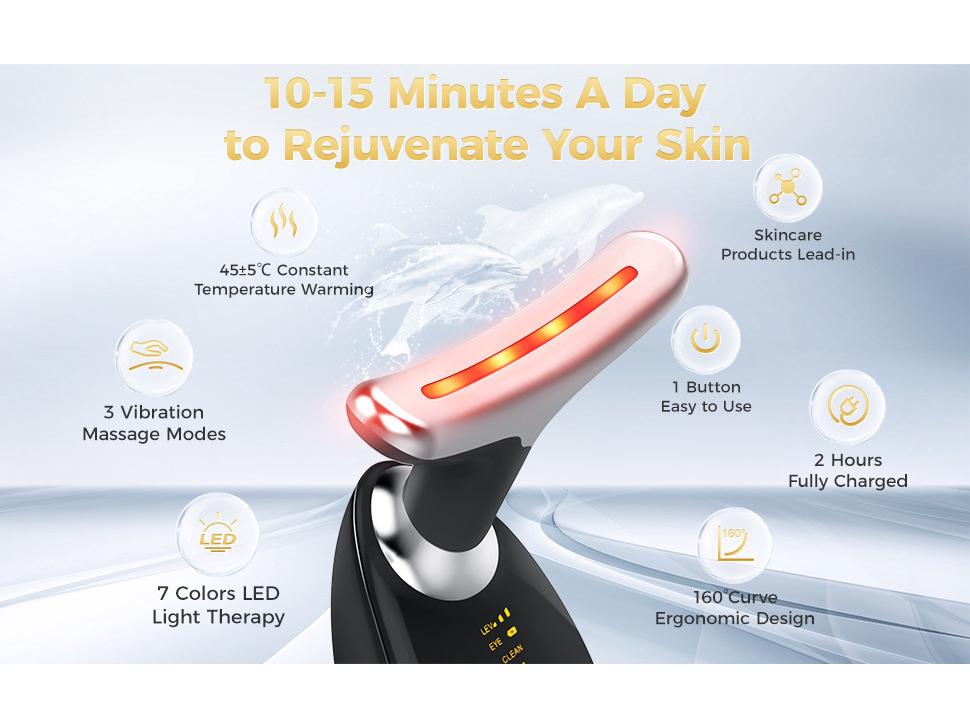 Neck Beauty Device: Anti-Wrinkle Vibration Massager & LED Skin Lifter