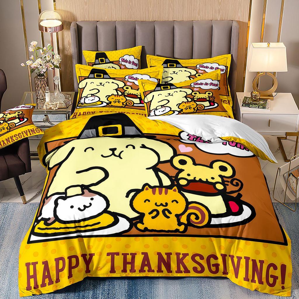 3D Digital Printing Cartoon Animation Children'S Bedding Pudding Dog Three-Piece Set