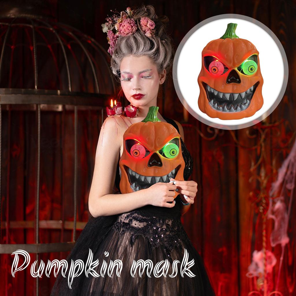 Halloween Horror Pumpkin Mask Glowing Makeup Funny COS Scary Props