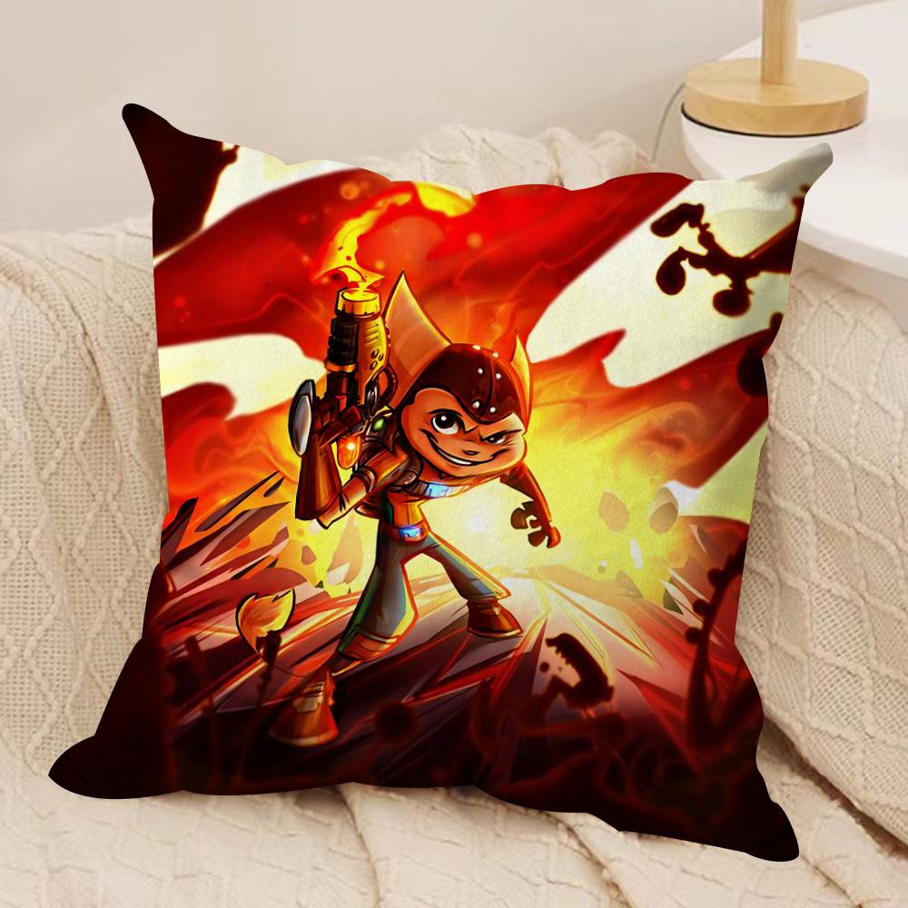 RRatchet N CClank Cushion Cover Silky Short Plush DoubleSided Printed Pillow Case for Sofa All Seasons Home Decor Gift