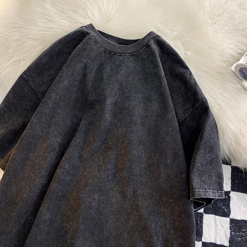 Übergroßes, säuregewaschenes T-Shirt für Damen, Vintage-T-Shirts, lässige Wash-T-Shirts, Mädchen-Retro-Luxus-Tops, T-Shirt-Kleidung