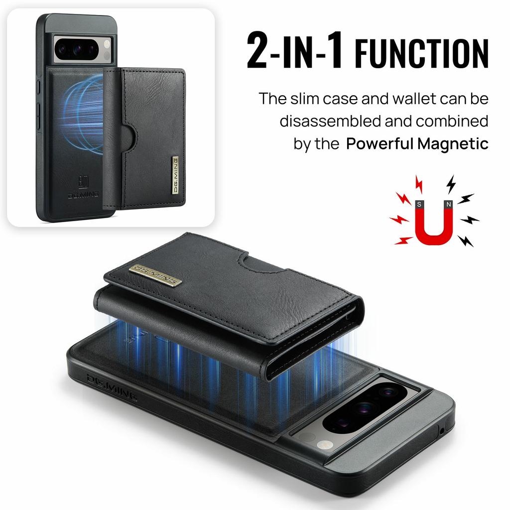 DG.MING M6 Series For Google Pixel 8 Pro Case Magnetic Wallet PU+PC+TPU Phone Cover