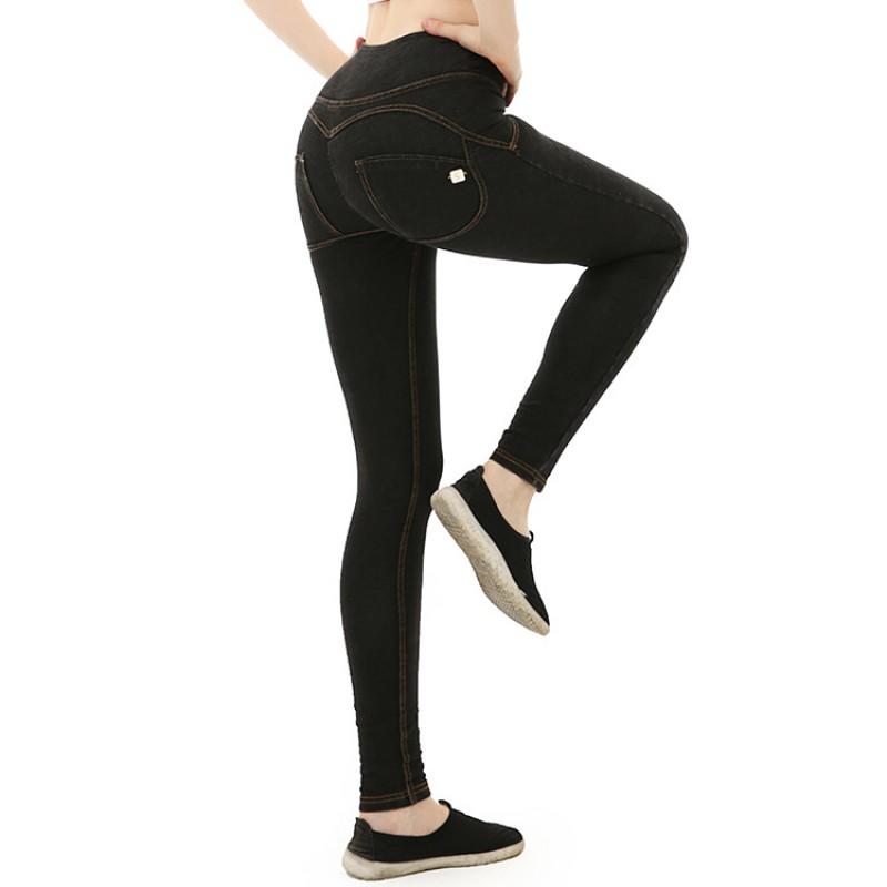 Womens High-Waisted Yoga Pants Denim-Style Butt Lifting Gym Leggings Fitness Running