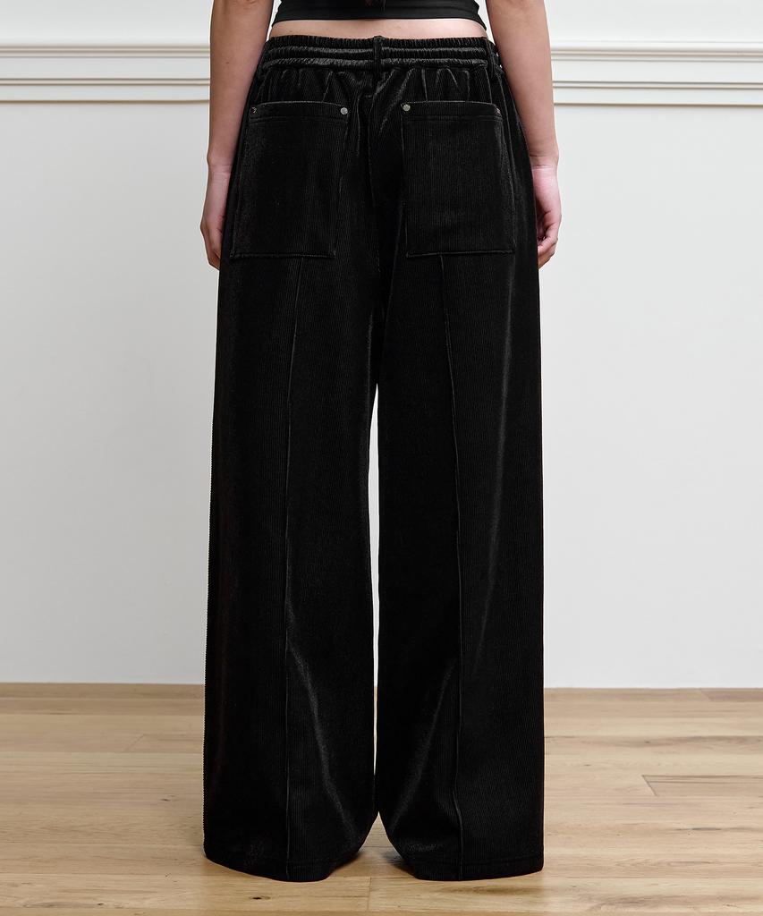 Teulimingbeodeu Velor Jersey Set-Up Pants [ Black ]
