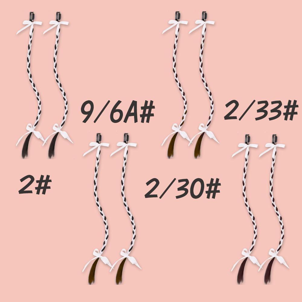 Bybrana Ribbon Atmosphere Braided Hair Extension Black Brown Synthetic Fiber Wig Pair