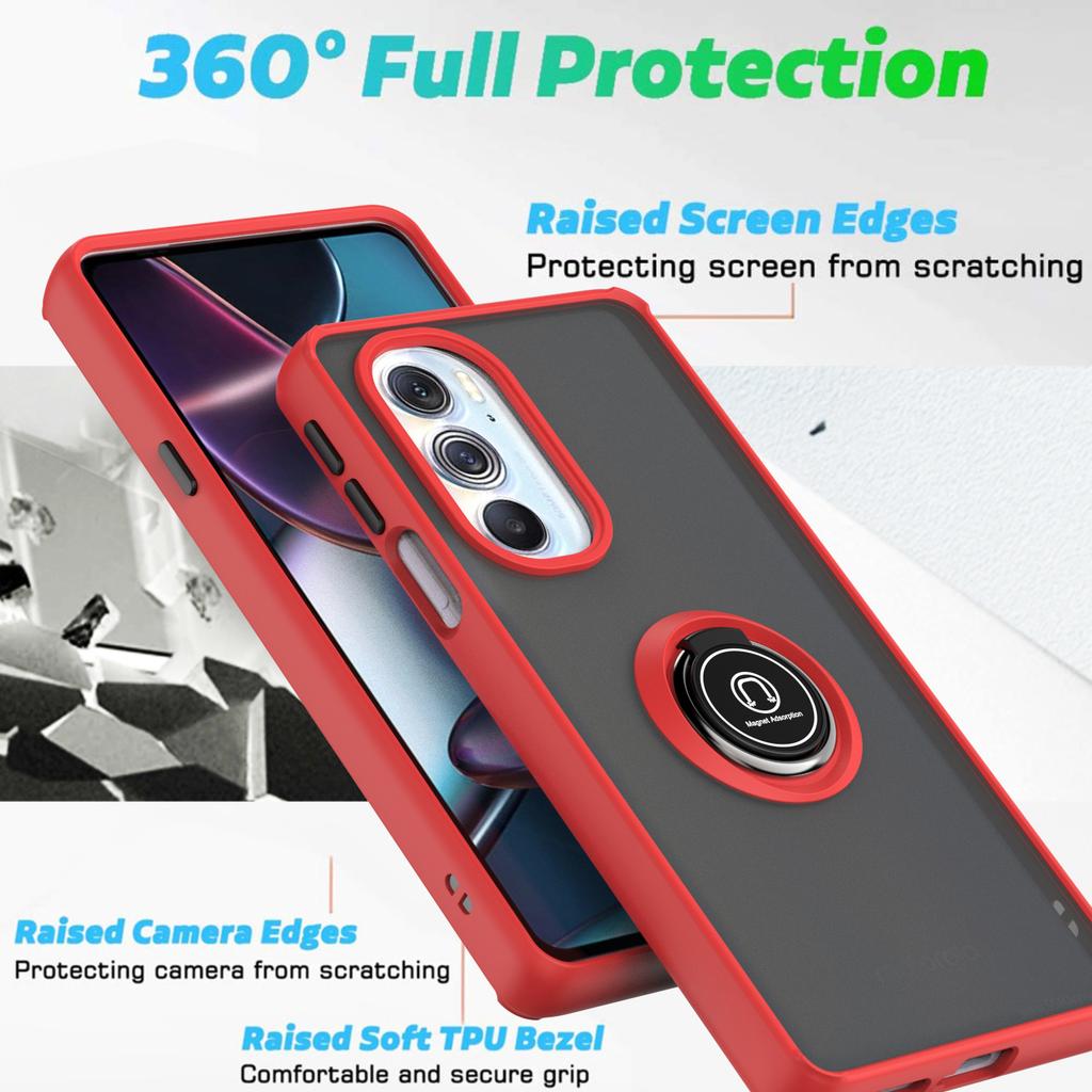 For Motorola Moto EDGE X30 Magnetic Holder Ring Stand Hard PC Back Cover PC Simple Shockproof Armor Ring Funda