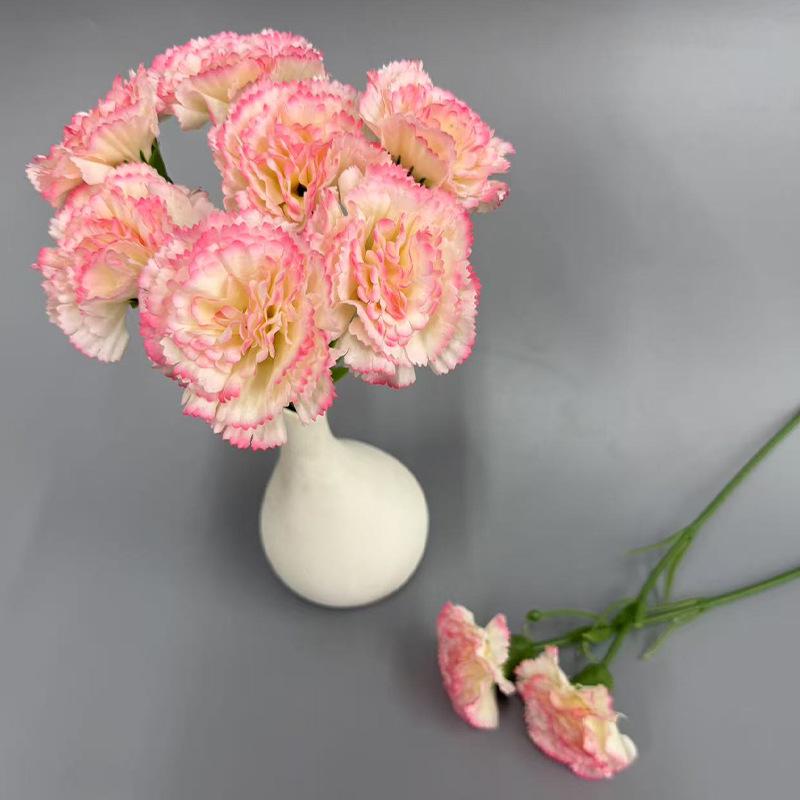 Short Stem Carnation Artificial Silk Flower Bouquet - Hand-Feel Moisturizing Floral Decor for Living Room Tabletop Arrangements