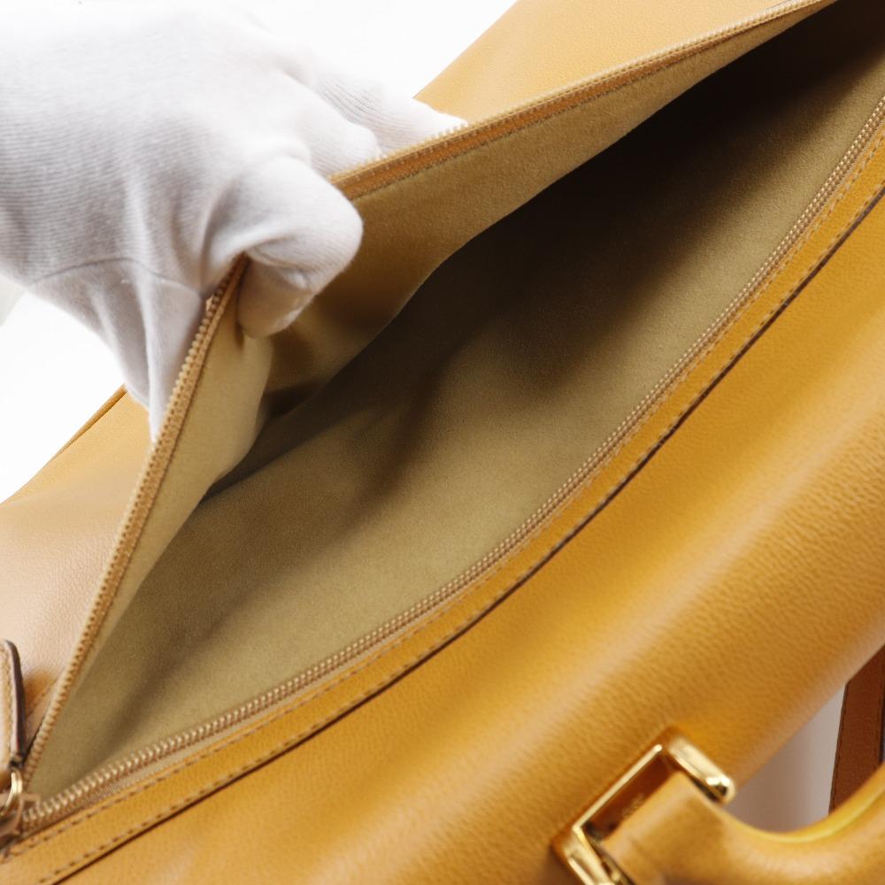 Gucci Old Gucci Business Bag 1529593678 Yellow Calfskin Mens Used