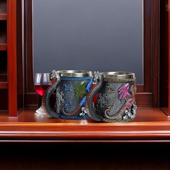 Κούπα 420ml Μεγάλης Χωρητικότητας σε Σχήμα Δράκου με Εσωτερικό Δοχείο από Ανοξείδωτο Ατσάλι 304 Εξωτερικό από Ρητίνη Ποτήρι Με θέμα τον Μεσαίωνα
