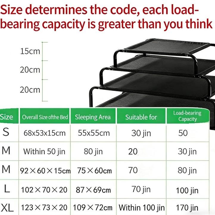 Elevated Dog Bed, All Season Pet Cot, Moisture-Proof, for Large & Small Dogs, Pet Sleeping Mat