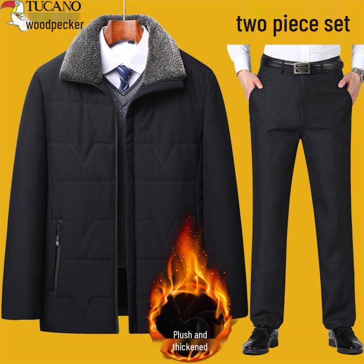 Men's Fleece-Lined Cotton Jacket for Middle-Aged & Elderly - Warm Outfit for 50+ Dads & 70+ Grandpas