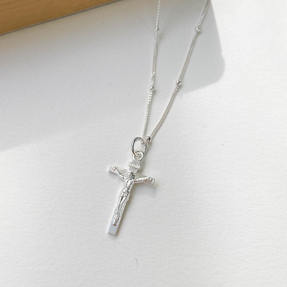 Pure Real 925 Silver Cross Pendant Necklace For Women Girl Men Jewelry Eternal Spiriti Faith Power Passion Of Jesus