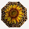 1P Leopard-print sunflower Umbrella-8-Rib Reinforced, Automatic Open, Lightweight & Durable, Cute Fashion Accessory for Outdoor-Q203