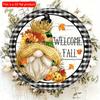 2d Flat 20*20cm, Autumn Home Decoration, Welcome Fall, Dwarf Circular Wooden Logo, Creative Decorative Signs, for Home, Garden, Bedroom, Bar Decor.