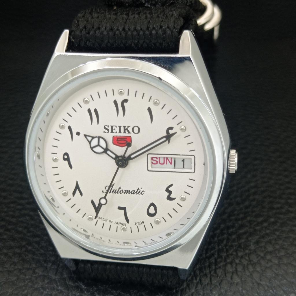 JAPAN VINTAGE REFURBISHED SEIKO 5 AUTOMATIC 6309A MENS WHITE WATCH a442594-1