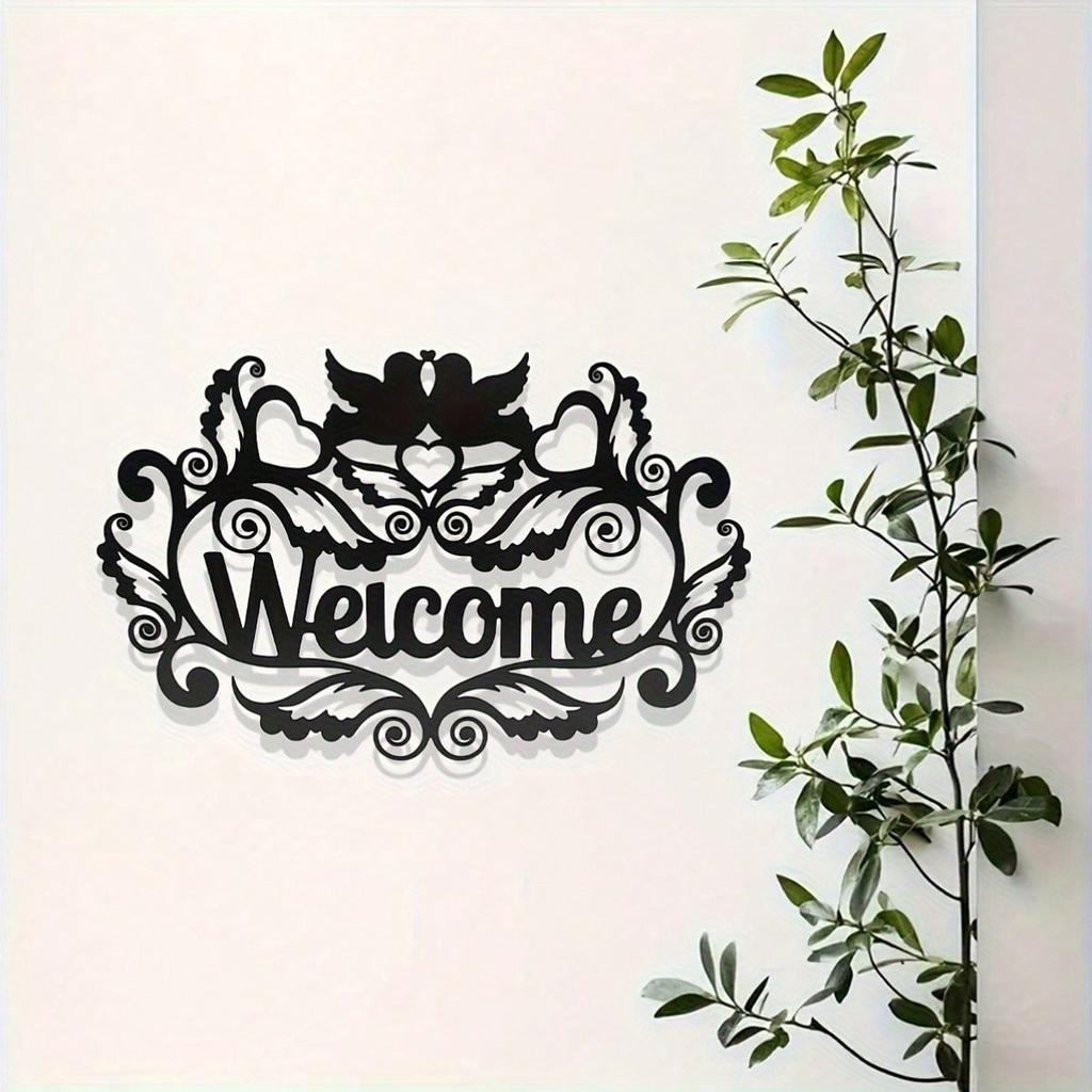 Black Metal Welcome Sign Heavy Iron Door Decor Vintage Housewarming Gift