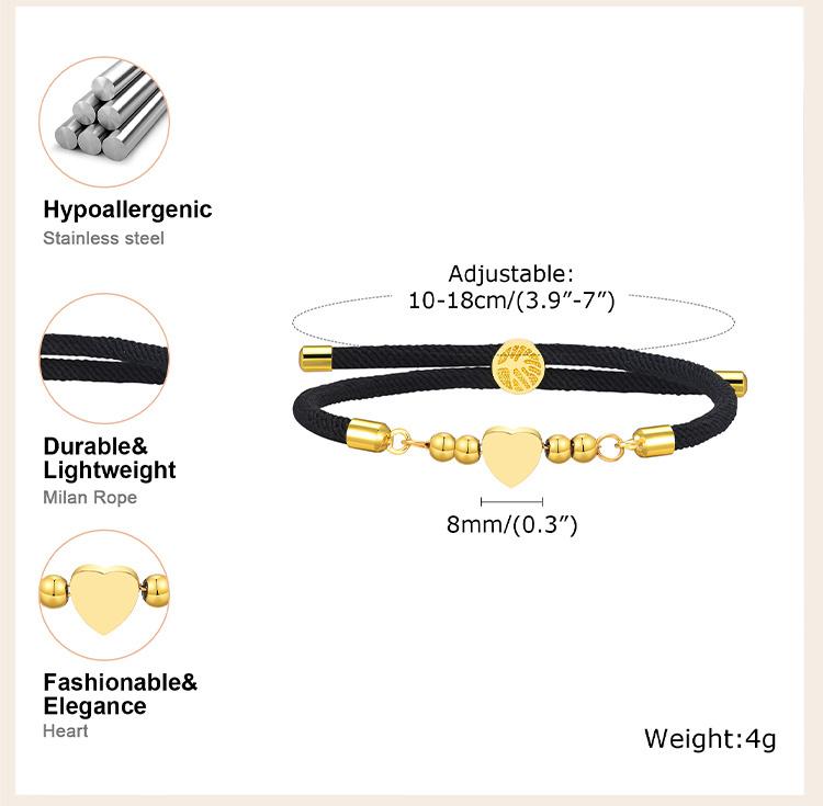 Nautisches geflochtenes Freundschafts-Mailand-Seil-Herzarmband,Handgefertigtes Wickelband Edelstahlperlen mit Lebensbaum-Armbändern