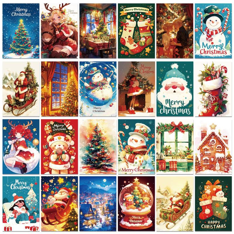 50 Christmas Eve Wall Cards - Diy Bedroom/Living Room Atmosphere Background Decorations Message Cards