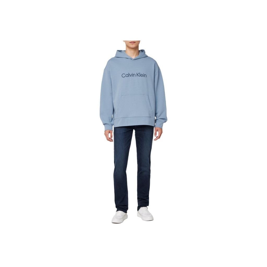 Calvin Klein Letter Embroidered Hooded Long Sleeve Loose Sweatshirt Men sweatshirt Blue 40HM231-CFF