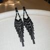 European and American Silver Needle Zircon Fringed Earrings Light Luxury High-end Atmospheric Earrings Niche Earrings Women