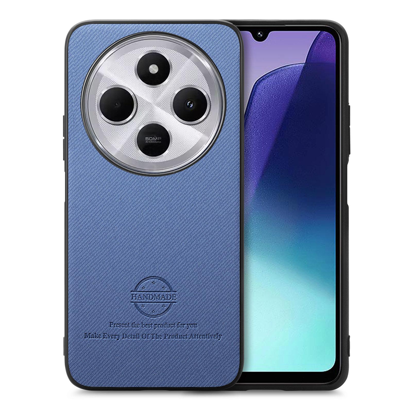 

For Xiaomi Redmi 14C 5G/Xiaomi Redmi 14C 4G Leather Phone Back Cover with Cloth Texture Blue