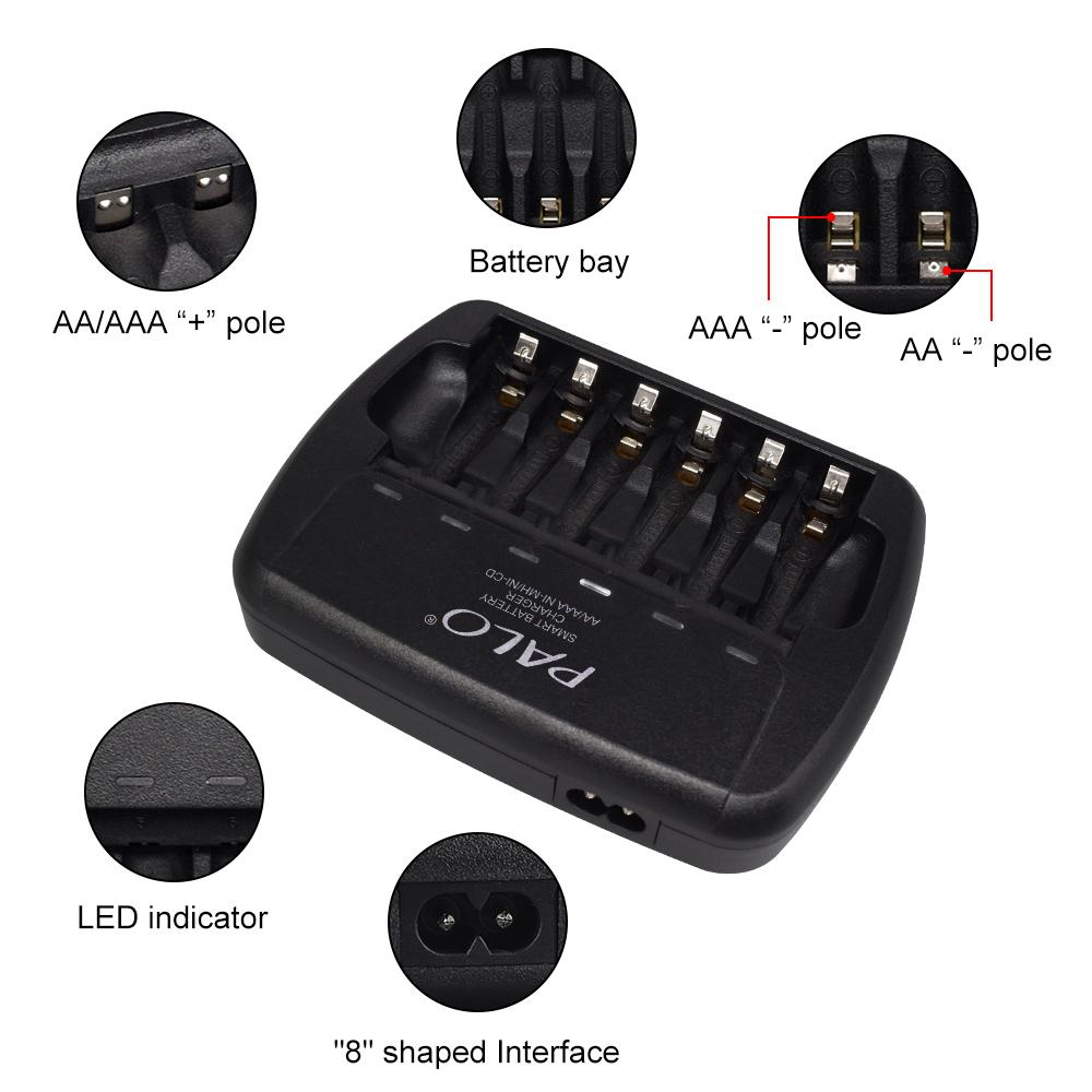 PALO Battery Charger +1.2V AA AAA Rechargeable NIMH Battery AA AAA NIMH Battery for Flashlight Toy