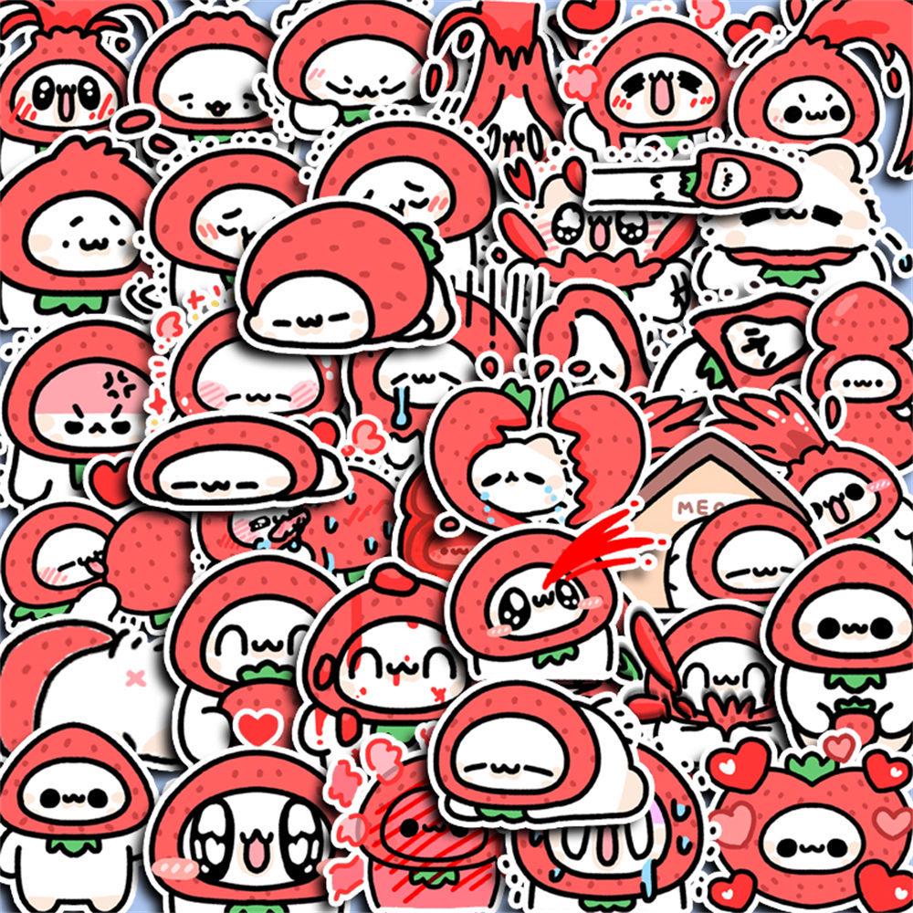 

40pcs Cute Strawberry Cat Cartoon Stickers: Waterproof Suitcase, Laptop & DIY Album