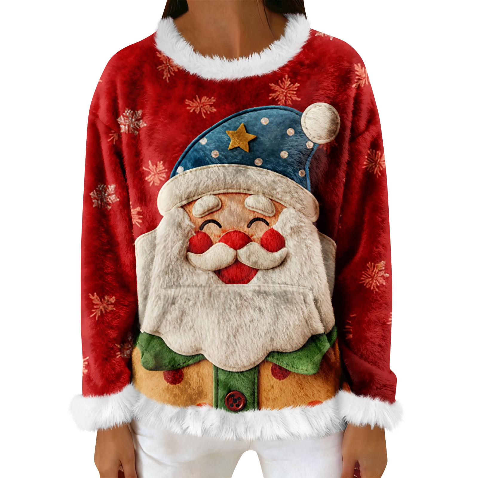 

Женский повседневный флисовый свитшот с длинными рукавами и круглым вырезом, удобный, свободного кроя, легкий, фланелевый свитшот для женщин XXL красный