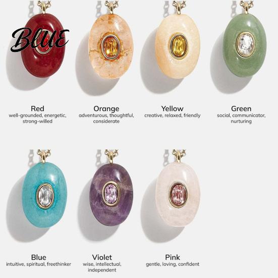 Charming Necklace Stone Pendant Necklace Oval or Hexagonal Charm Geometric