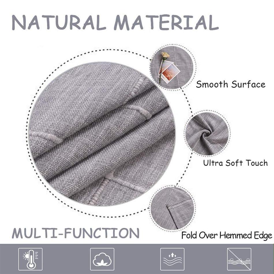 Grey Large Square Embroidery Tassel Tablecloth,Cotton Linen Dust-Proof Checkered Table Cover,For Kitchen Dinning Tabletop Decor