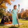 Cosplay Women Knitted Statue Of Liberty Outfit For Halloween Stage Performance