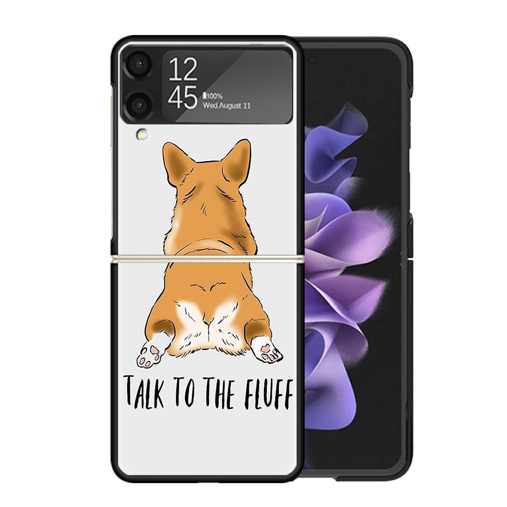 Cartoon Corgi Cute Dog Clear Phone Case For Samsung Z Flip 7 6 5 4 3 Galaxy ZFlip7 ZFlip6 ZFlip5 ZFlip4 ZFlip3 5G Print Cover Z