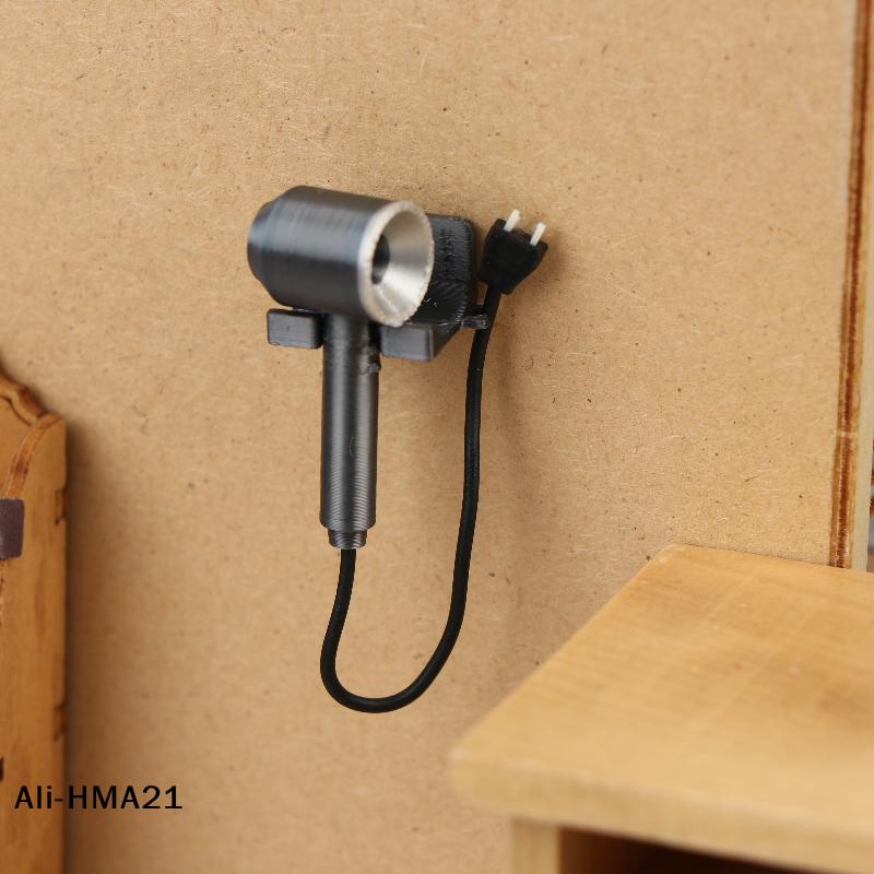 

Miniature Wall-mounted Hair Dryer Ornament 1/12 Dollhouse Hair Dryer Model Dollhouse Bedroom Furniture Decor Pretend Play Toys 1Set