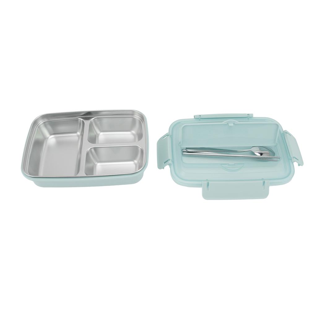 Lunch Box 3 Compartments 304 Stainless Steel Plastic Matching Spoon Chopsticks Portable Lunch